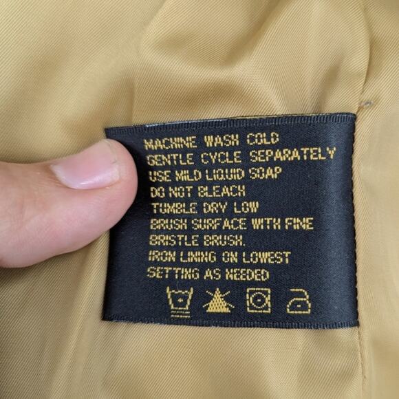 Vintage Fabio Women’s Large Tan Suede Leather Jacket Knit Sleeves Zip Front - Picture 5 of 6